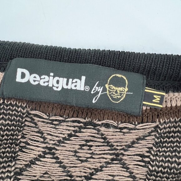 Desigual Jers Dounty‎ Longline Cardigan Duster Brown Fair Isle Size M - Picture 6 of 8